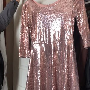 Glitter sequins pink party dress